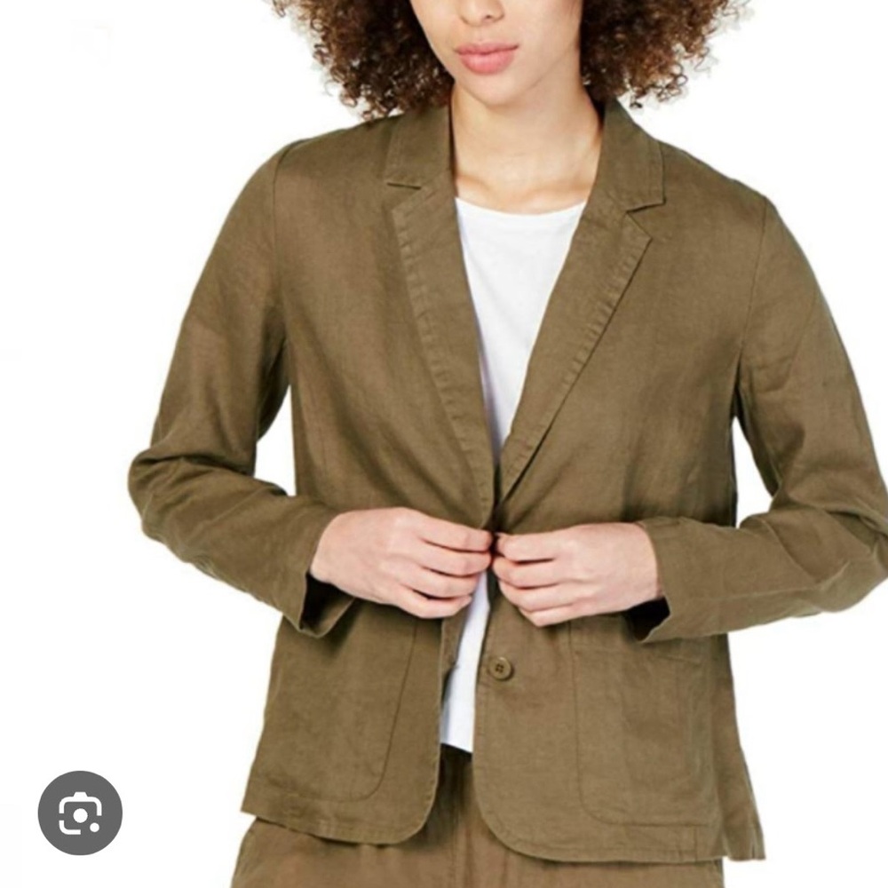 Eileen Fisher Khaki Blazer 100 % organic linen